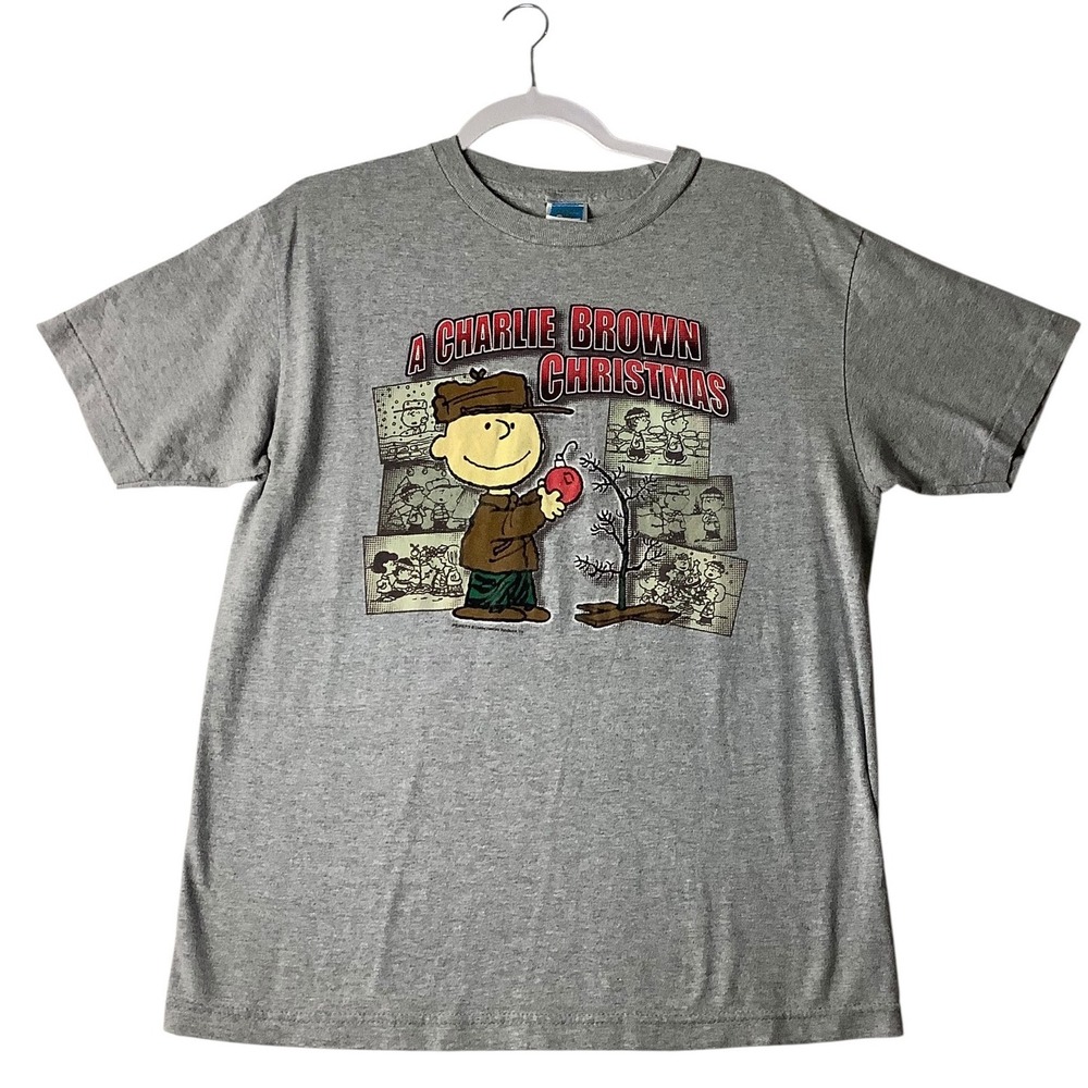 Vtg Peanuts A Charlie Brown Christmas Graphic T-Shirt‎ Men Medium Gray